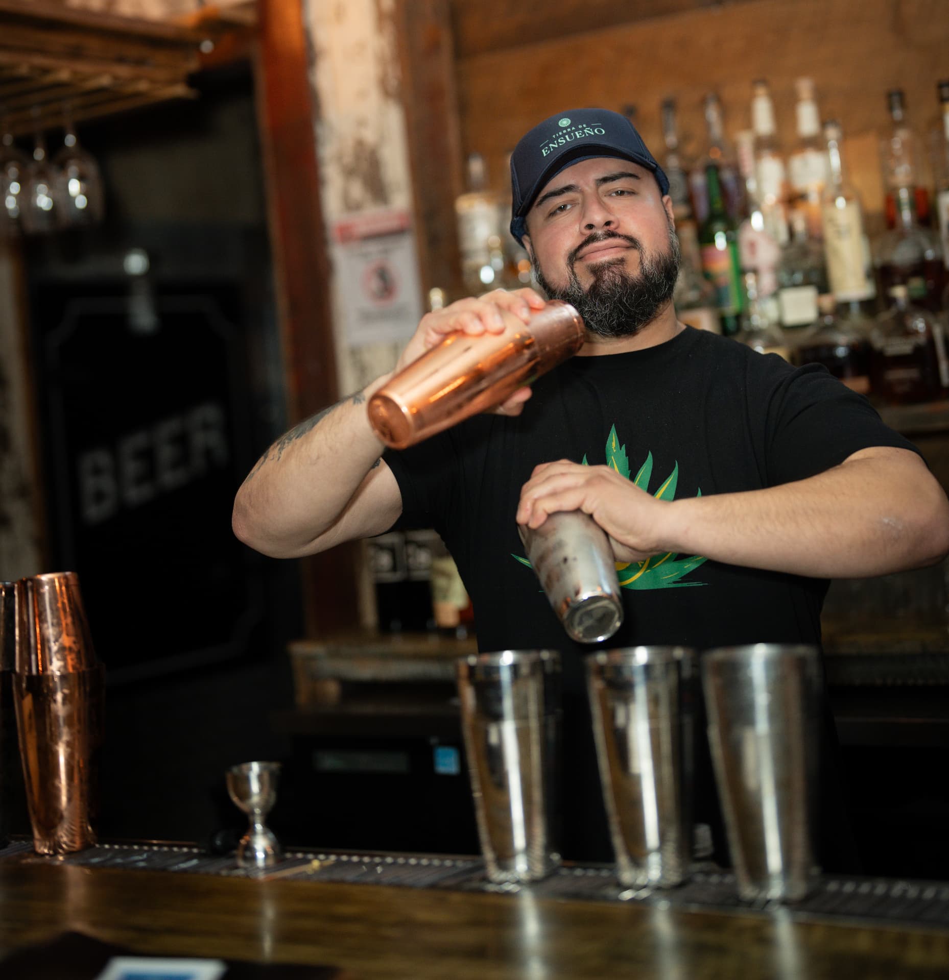 David Oliveros Arceo pouring cocktails at Don Jose Netcong